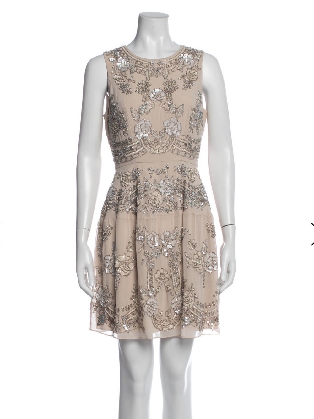 Needle & Thread Nude Embellished Fit & Flare Dress